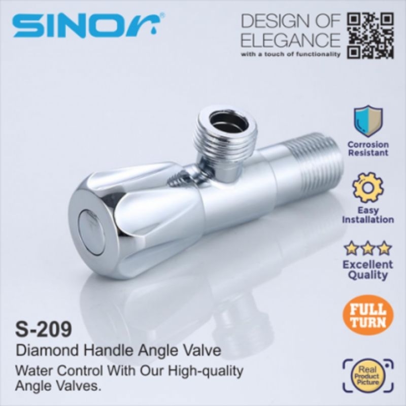 SINOR S-209 DIAMOND HANDLE ANGLE VALVE BATHROOM KITCHEN ANGLE VALVE ...