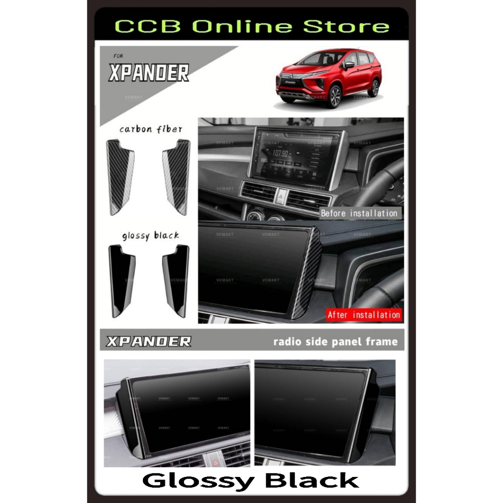 Mitsubishi Xpander Radio Panel Frame Garnish - Carbon Fiber / Glossy ...