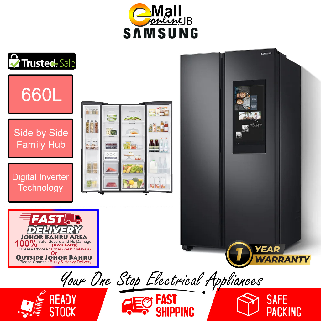 Samsung (660 L) Side By Side Refrigerator With Family Hub RS62T5F01B4 ...