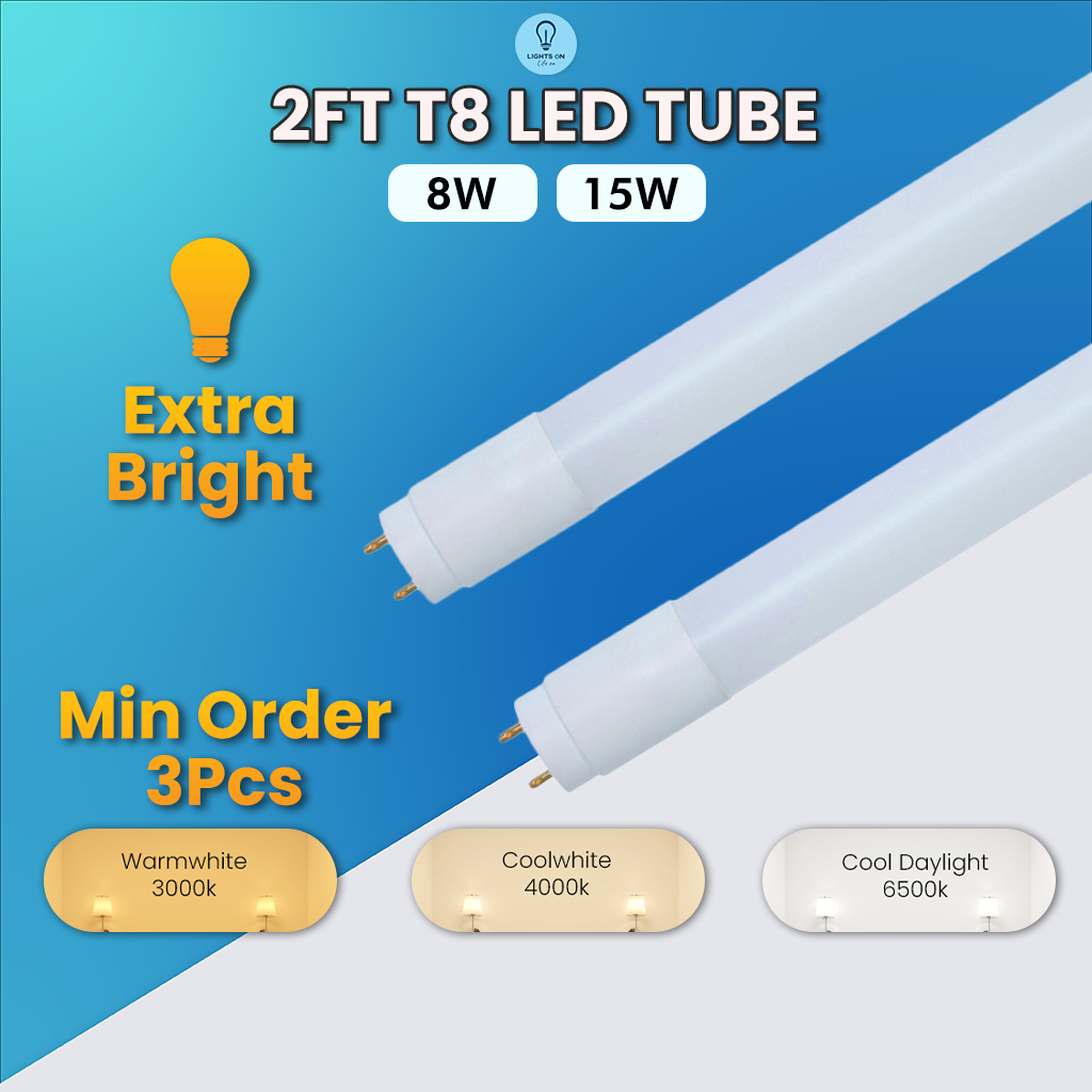 T8 Led Light 2FT 2 Kaki 10w/15w/18w Led Tube Light Lampu Panjang Pendek ...