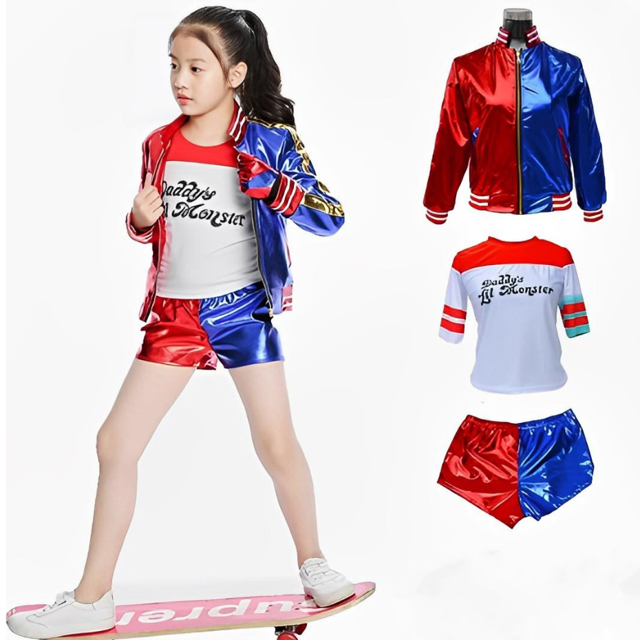 💥Malaysia Ready Stock💥Kids Harley Quinn Costume Harlequin Suicide Squad ...