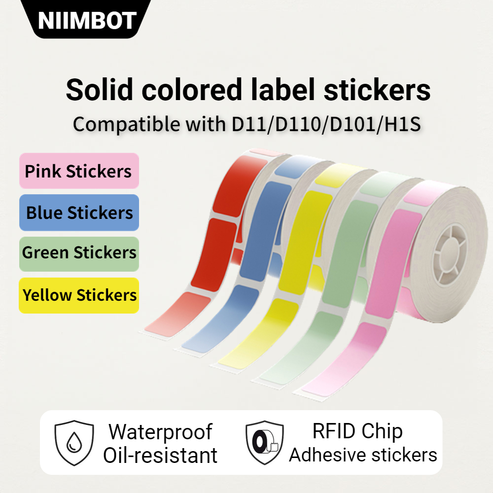NIIMBOT D11/D110/D101 Solid Color Label Printing Paper Self Adhesive