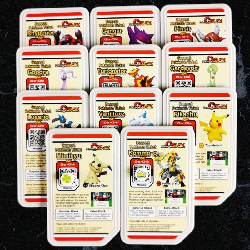 Scannable Malaysia Full Set Pokemon Gaole Support Ticket / Card ...