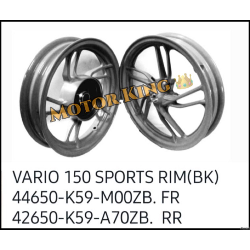 Sport Rim Cast Wheel Honda Vario 150 100% Honda Original (Black ...