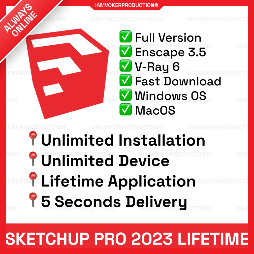 SketchUp Pro 2023 Lifetime Full Package With V-Ray + Enscape | Windows ...