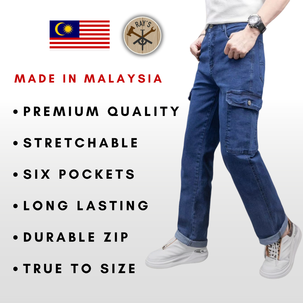 Rayspant Stretchable Cargo Jeans Seluar Lelaki Pants Cargo Pants Men