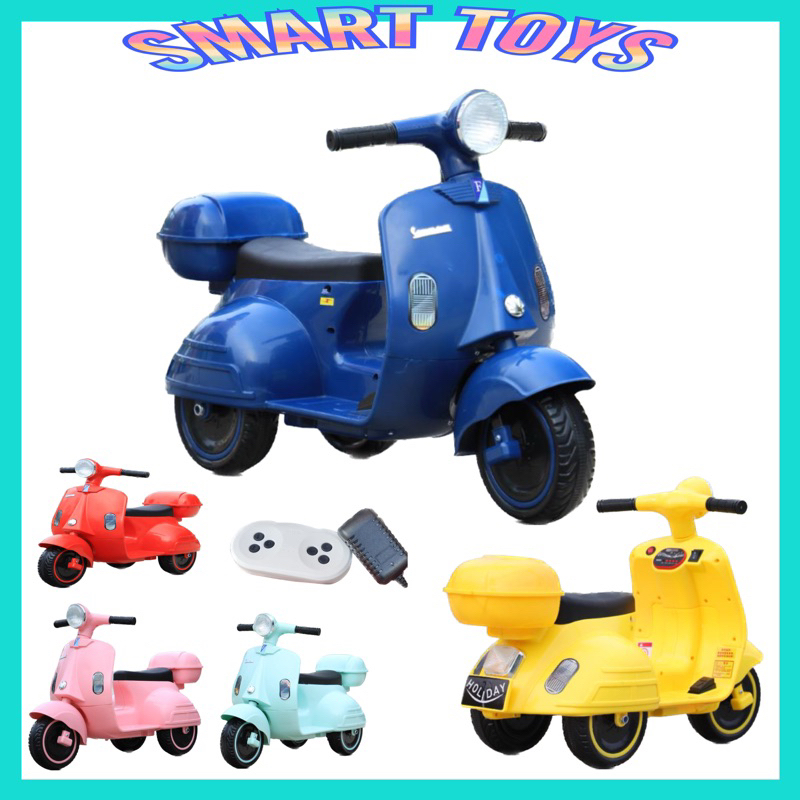 VESPA BUDAK DENGAN CONTROL SEKALI CHILDREN RIDE ON ELETRIC MOTORCYCLE