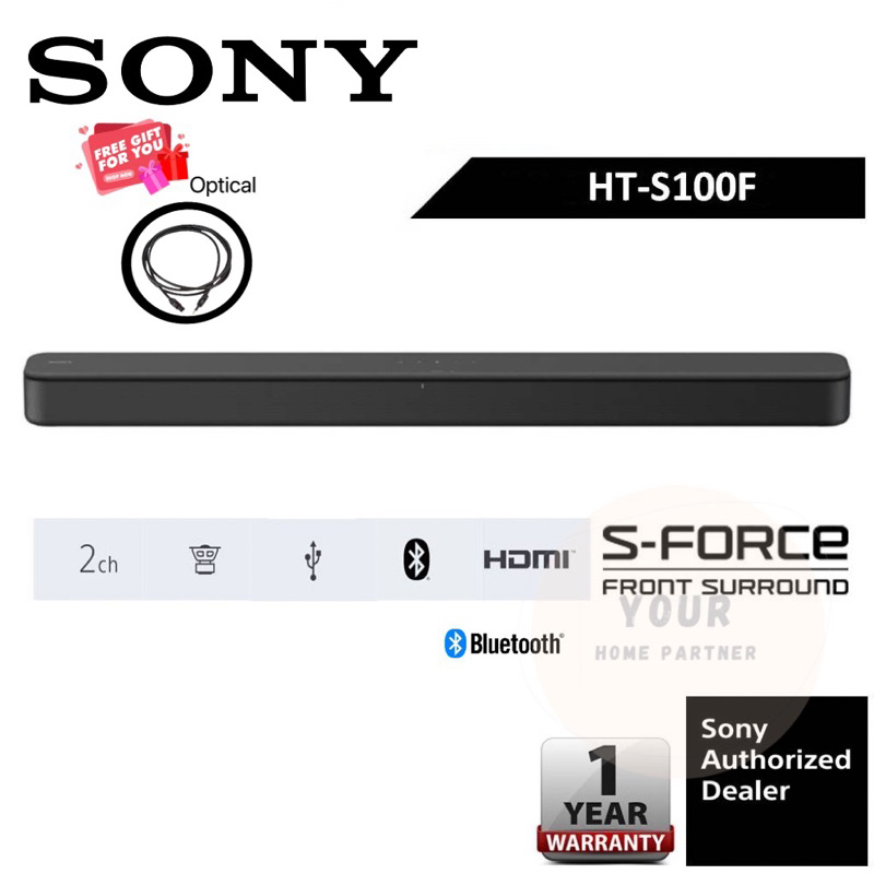 Sony Sound Bar Ht S100f 2 0ch 120w With Bass Reflex Speaker Bluetooth Technology Shopee Malaysia