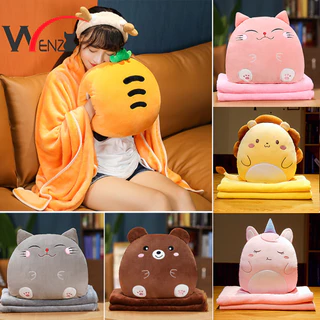 3 in 1 Multipurpose Huggable Soft Pillow Blanket Hand Warmer Cute Soft Plush Toy Pillow
