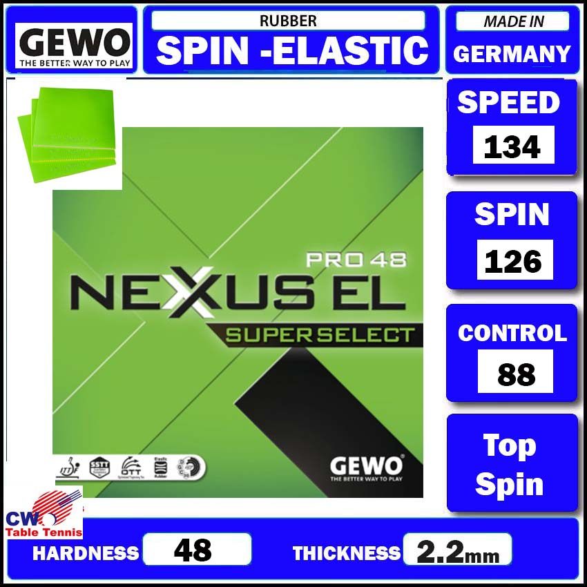 Gewo rubber Nexus EL Pro 48 SuperSelect Spin-Elastic Table tennis ...