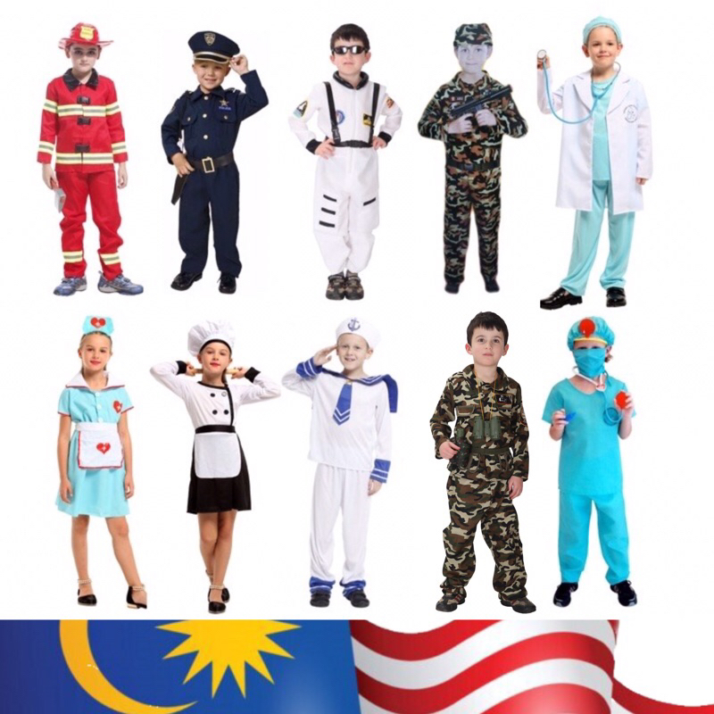 Pakaian Cosplay Pekerjaan Citacita Budak Police,Fireman,Astronaut White,Doctor,Sailorman,Nurse