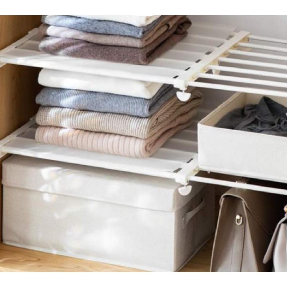 50-80cm Adjustable Cabinet Organizer Clapboard Layer Telescopic Rack ...