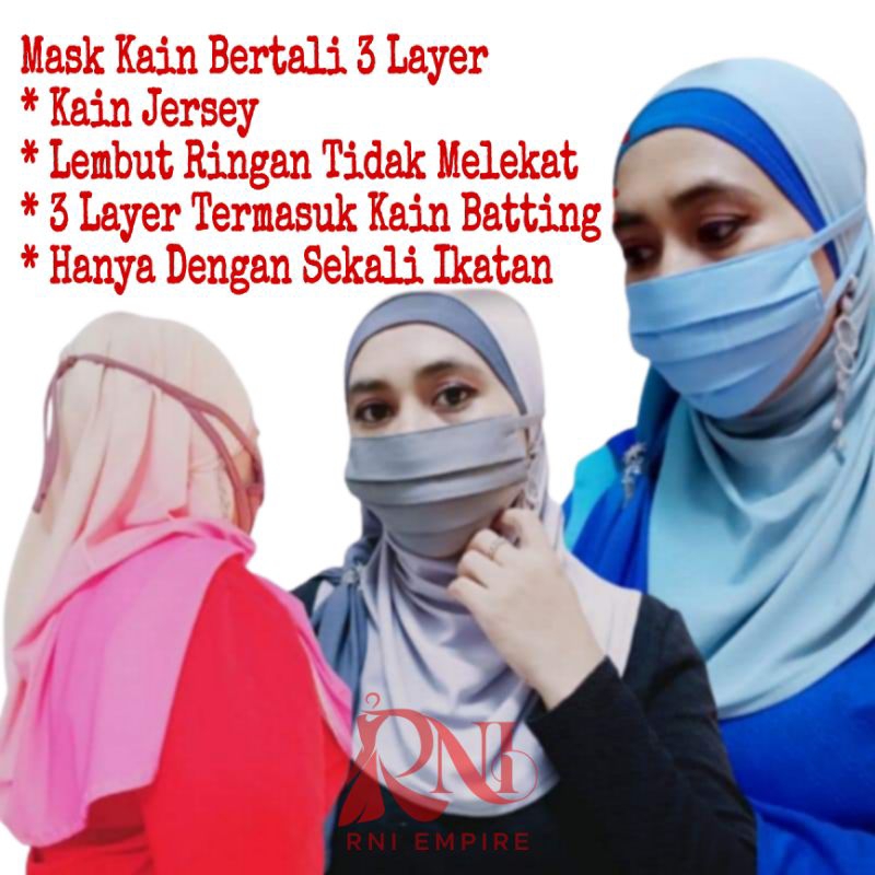 Mask Kain Bertali 3 Layer Dewasa | Shopee Malaysia