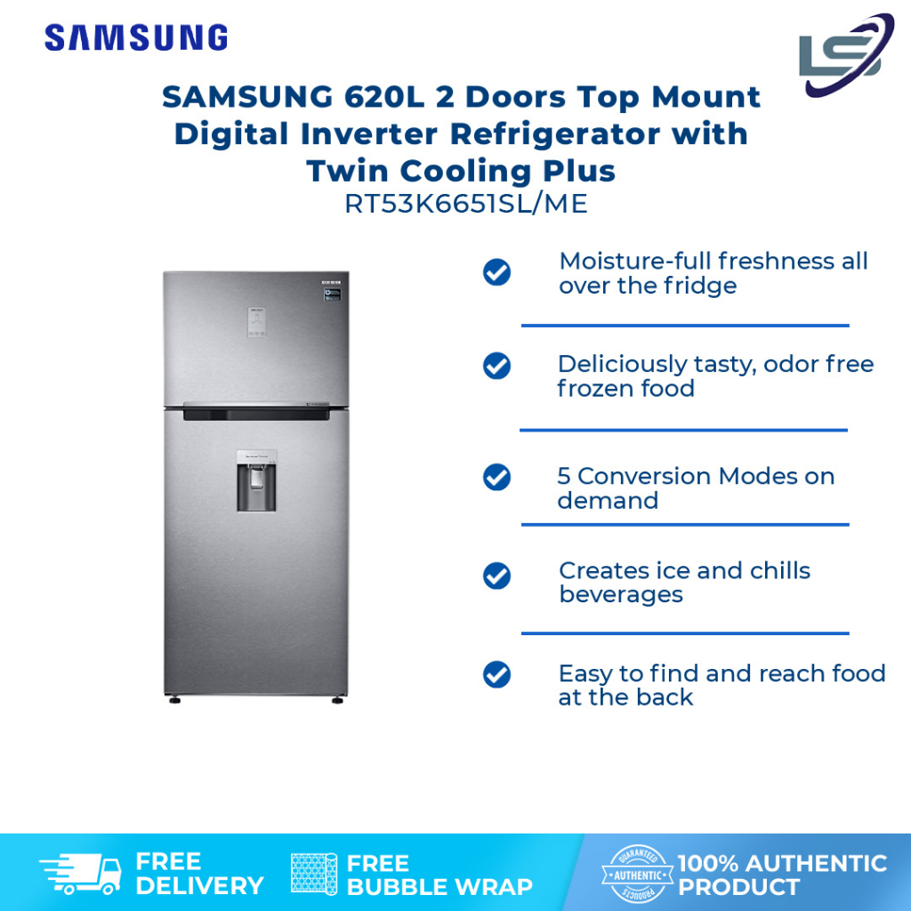 SAMSUNG 620L 2 Doors Top Mount Digital Inverter Refrigerator with Twin