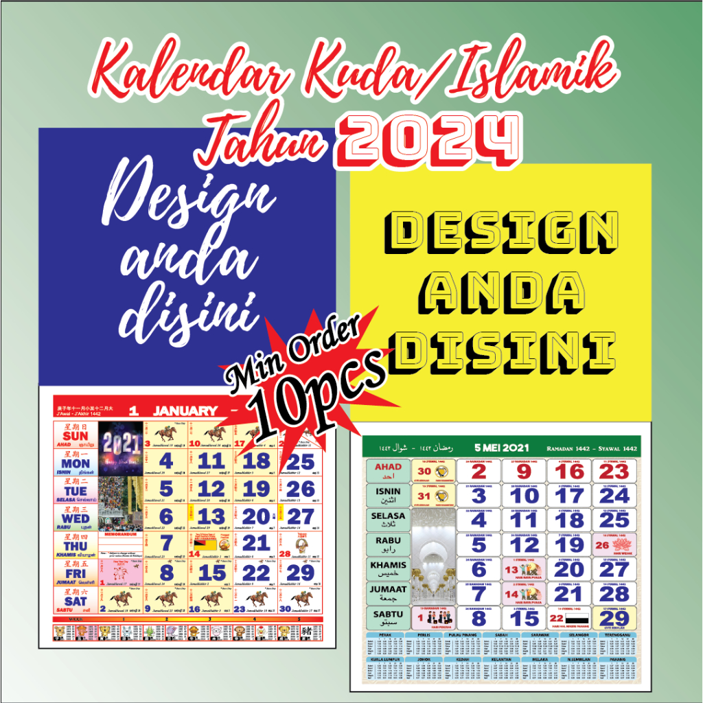 HOT ITEM!! Kalendar 2024 - 10pcs Kalendar Kuda dan Kalendar Islam ...