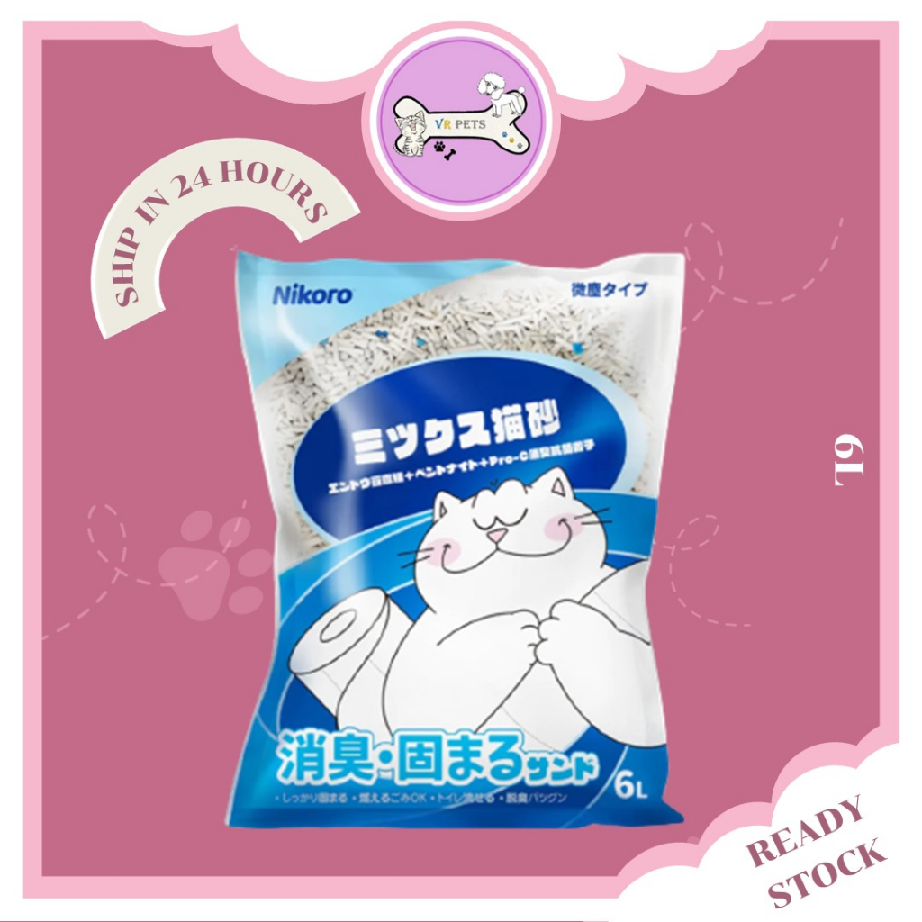 妮可露 Nikoro Mixed Cat Litter Bentonite & Tofu 6L 混合猫砂豆腐润土猫砂 闪电成团抑菌除臭低粉尘 ...