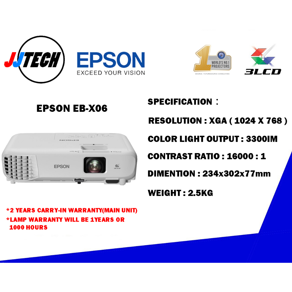 Epson EB-E01 EB-E10 EB-X06 EB-X51EB-W06 E10 X06 X51 W51 EB-1785W