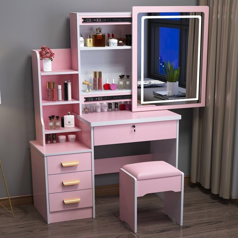 Dressing Table Storage Cabinet Integrated Meja Makeup Led Mirror Murah 