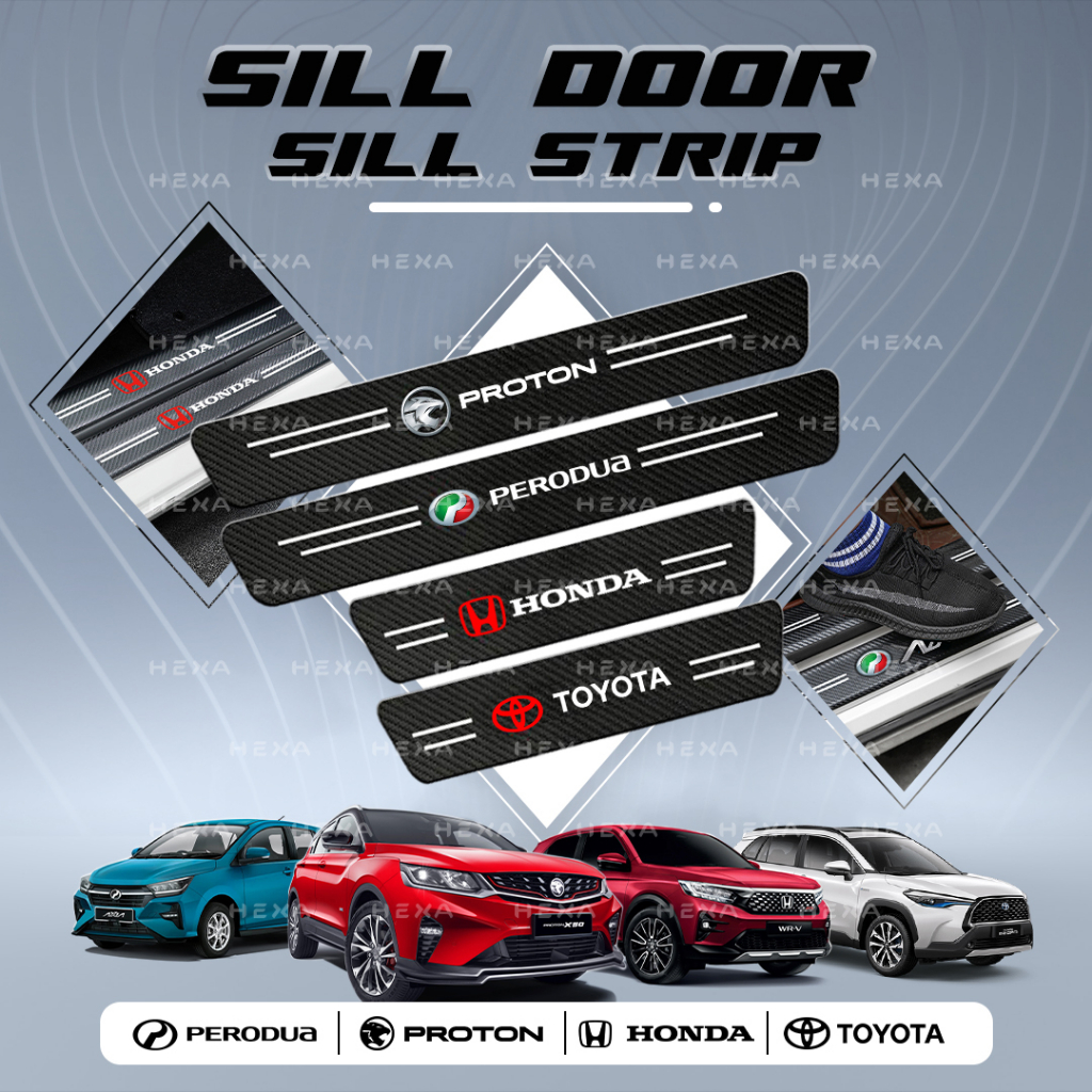 [𝐃𝐎𝐎𝐑 𝐒𝐈𝐋𝐋 𝐏𝐑𝐎𝐓𝐄𝐂𝐓𝐎𝐑] Proton Perodua Toyota Honda Car Side Step Carbon ...