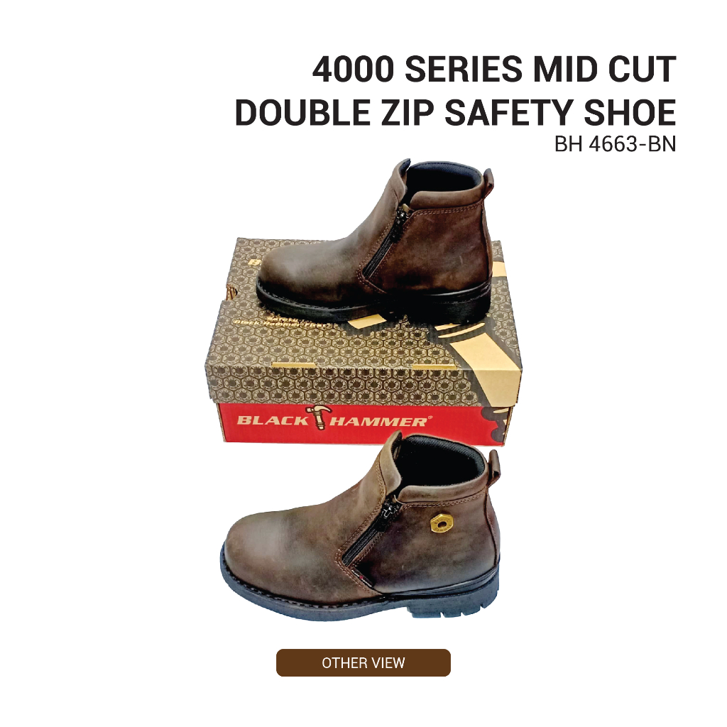 BLACK HAMMER MID CUT DOUBLE ZIP SAFETY SHOE BH 4663 Shopee Malaysia
