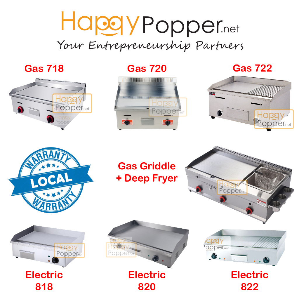 Commercial Griddle Teppanyaki Stove Electric Gas Dapur Griddle With Deep Fryer grill burger pan