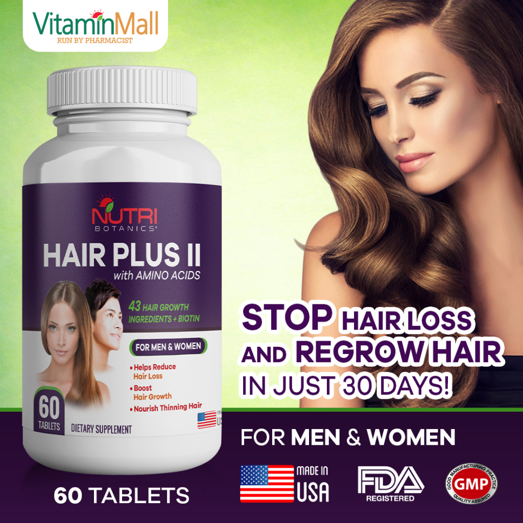 Hair Plus II with Amino Acids Hair Growth Supplement for Women, Men