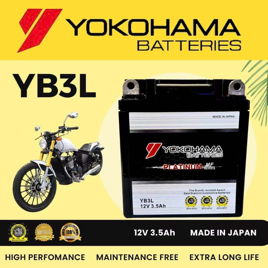 YB3L YB3 BATTERY YOKOHAMA GEL MOTORCYCLE ( NO STARTER ) RXZ Y125Z RG110 RGV120 KRISS DINAMIK Y100 Y110 SS NSR150 KRISS