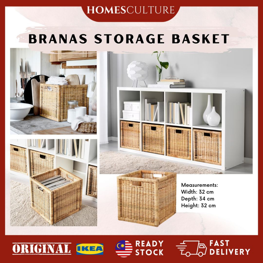 BRANAS Rattan Storage Basket Multipurpose Basket Laundry Toys Basket