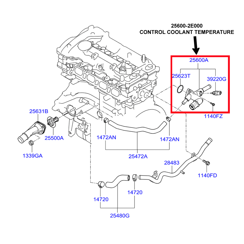 Hyundai Elantra MD 1.8 Genuine Hyundai Mobis Thermostat Housing / Cap