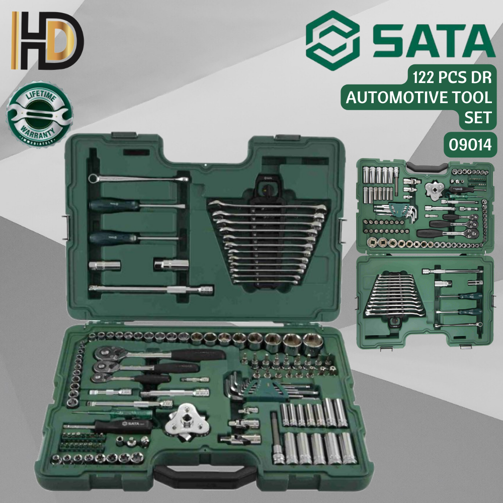 SATA 09014A 120 Pcs 1/4″, 3/8″ and 1/2″ Drive 6 Point Socket Set