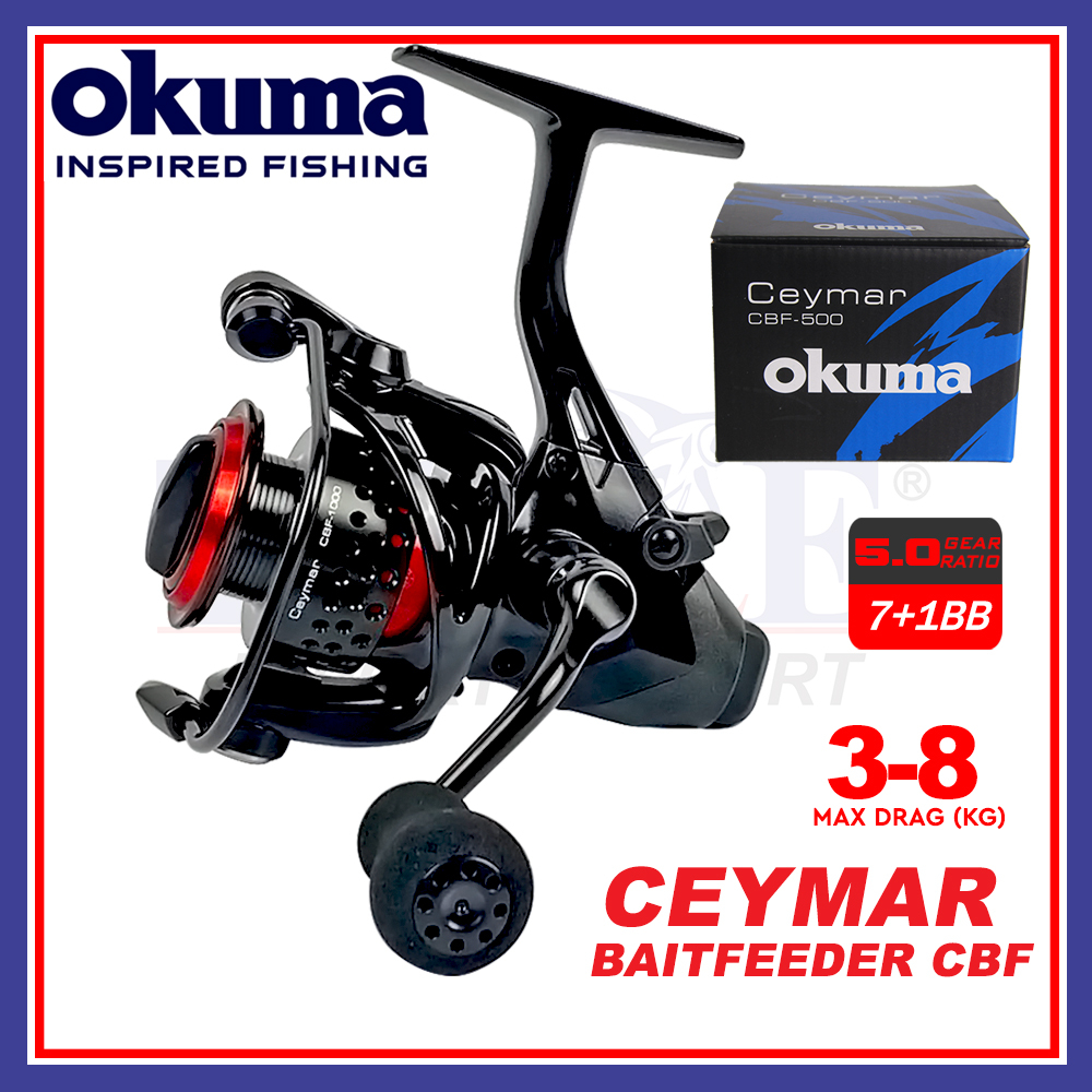 Okuma 500 Spinning Reel Okuma 25 Ceymar Baitfeeder A Fishing Reels