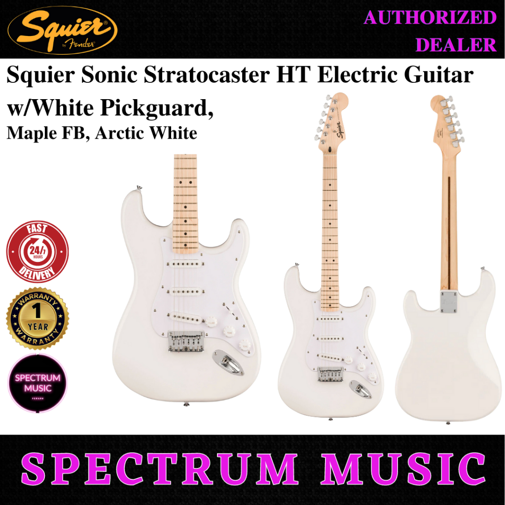 Squier Sonic Stratocaster HT Electric Guitar w/White Pickguard, Maple ...