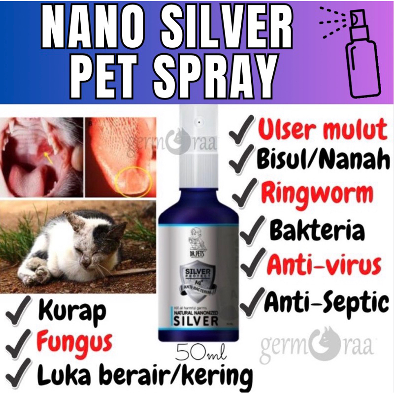 Ubat Kurap Pet Sporo Nano Silver Pets Spray Anti Bacteria Fungus Cat