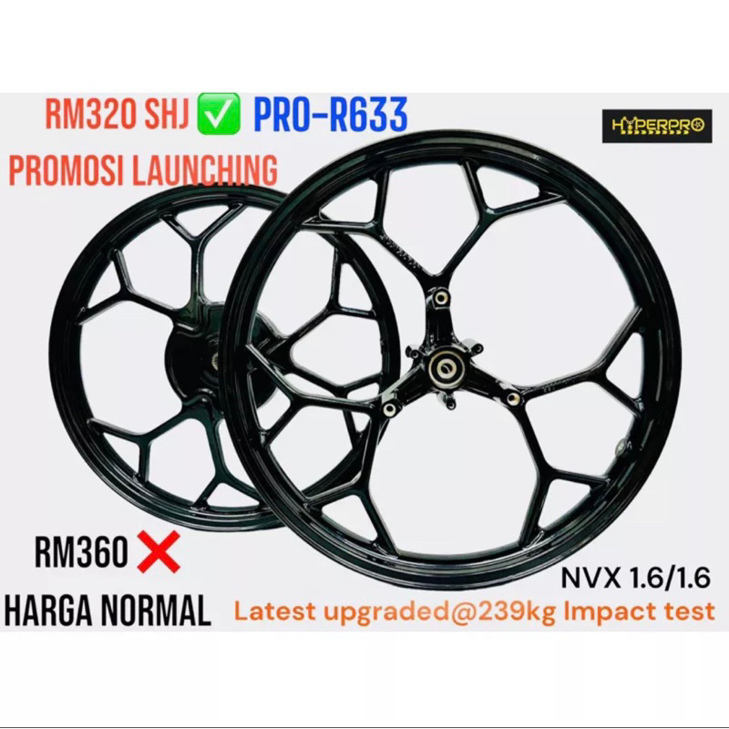 🔥READY STOCK HYPERTECH PRO-R633 CNC RIM YAMAHA NVX V1/V2 AEROX 1.60/1. ...