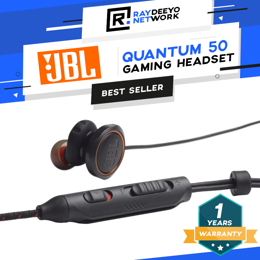 JBL Quantum 50 Wired InEar Gaming Headset With Volume Slider & Mic