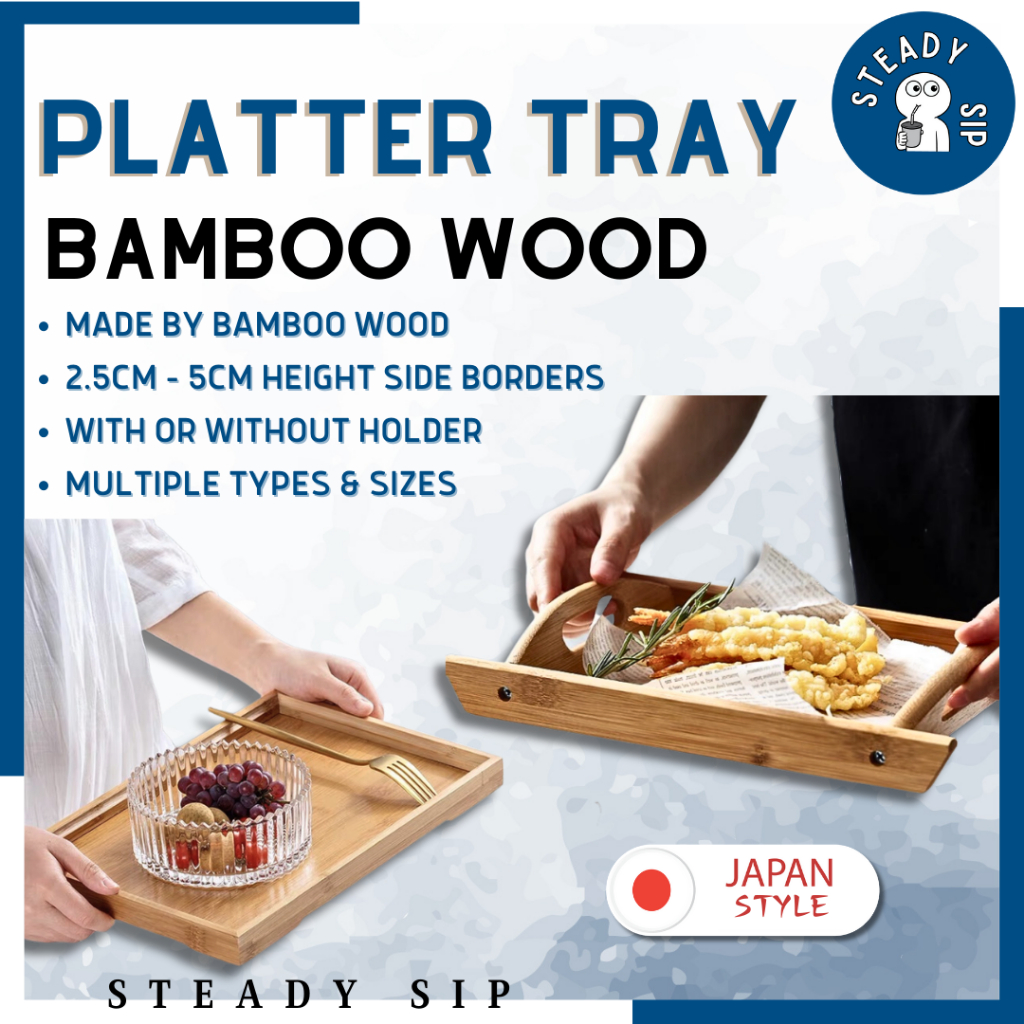 SteadySip Wooden Tray Wood Tray Food Trey Serving Tray Wood Platter ...