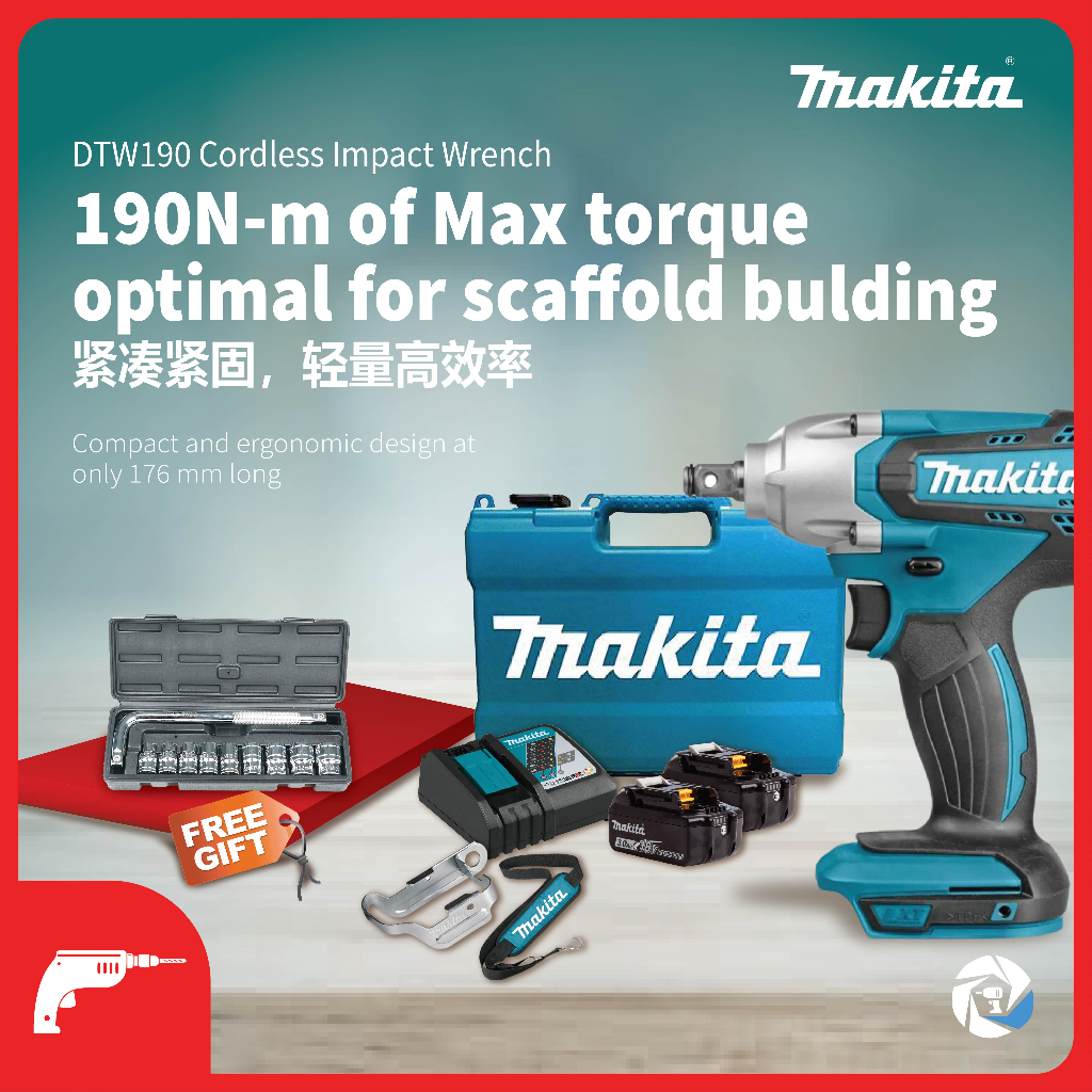 Makita dtw190z online battery