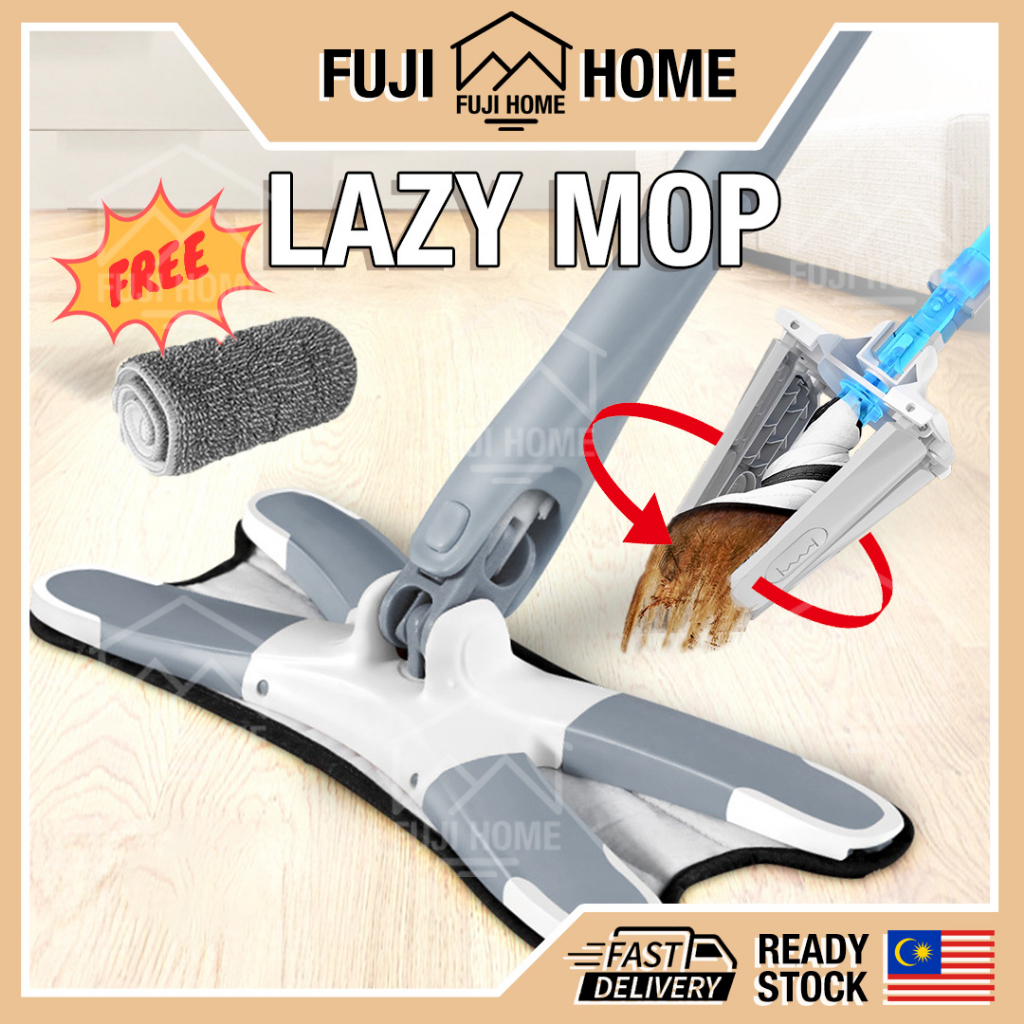 🏠READY STOCK🏠X Shape Mop Lantai 360 Rotation Flat Mop Hands Free Lazy ...
