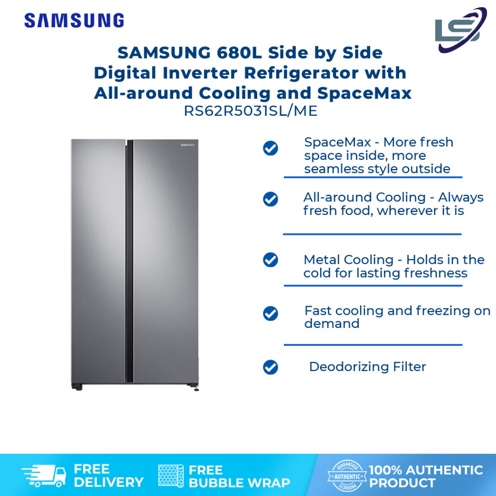SAMSUNG 680L Side by Side Digital Inverter Refrigerator with Allaround