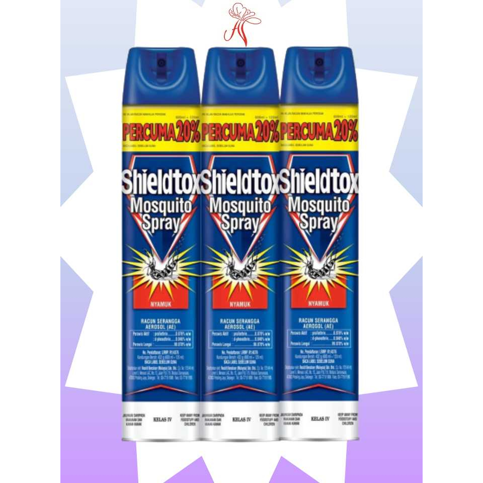 Shieldtox Mosquito Spray Aerosol 600ml+120ml FOC20 Twin Pack/Triple