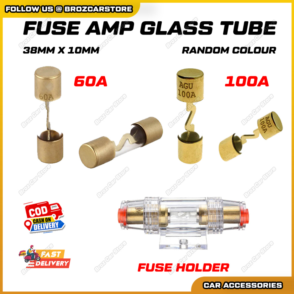 100A 60A AGU Fuse Amp Glass Tube Car Audio Amplifier Subwoofer Speaker