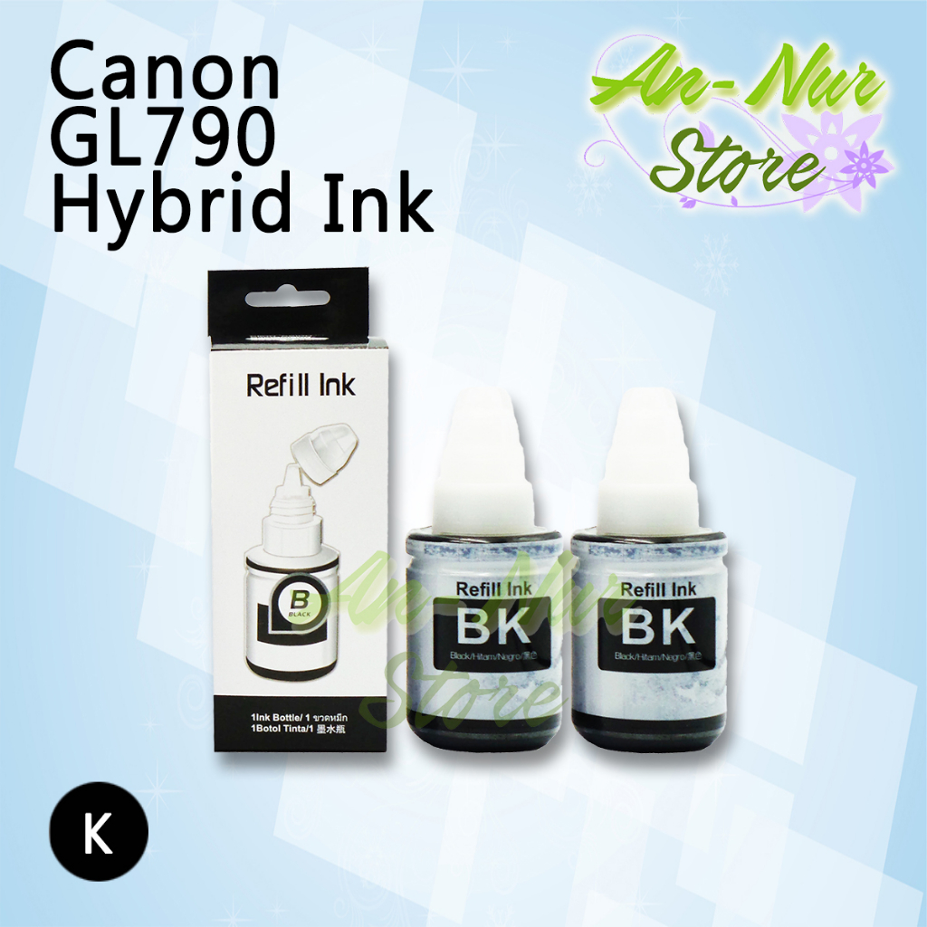 ( 2 Botol )CANON HYBRID 790 REFILL INK BLACK BOX 135ML for G-SERIES ...