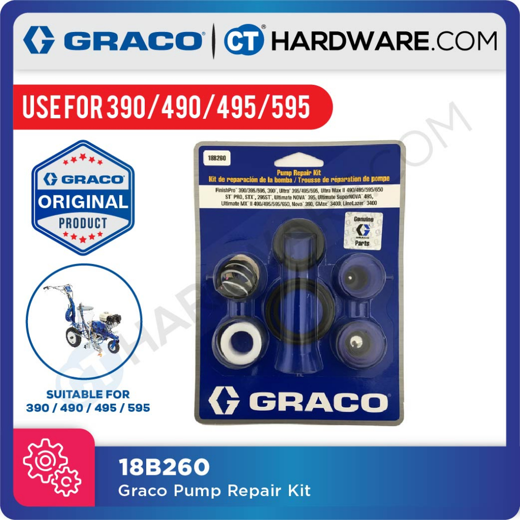 GRACO 18b260 PUMP REPAIR KIT ( FOR 390 / 490 / 495 / 595 ) Shopee