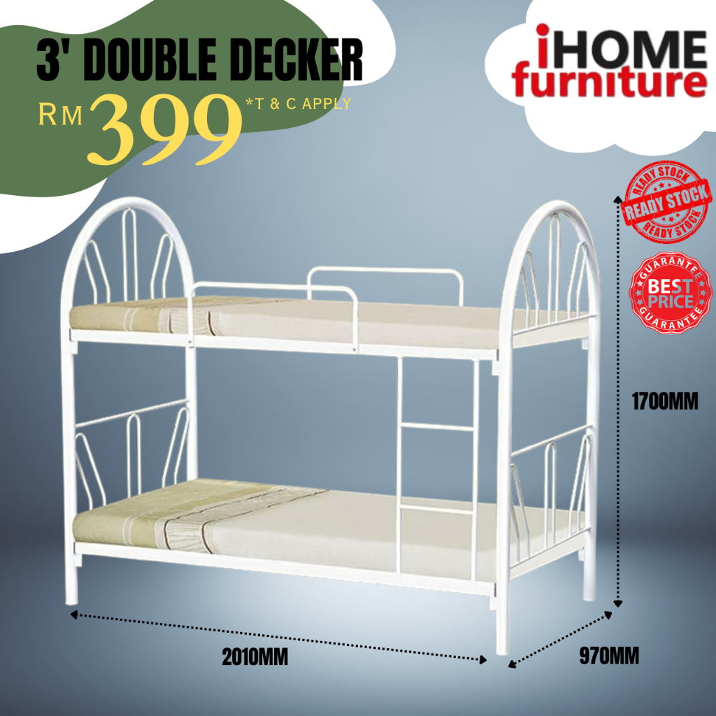 iHOME FURNITURE SABAH 🔥READY STOCK🔥 3' Double decker bed frame/Katil