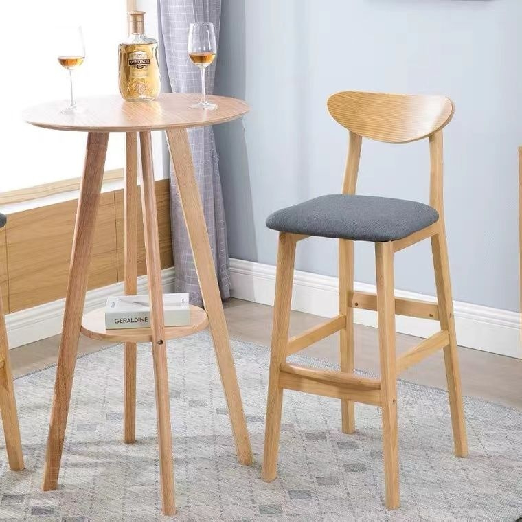 High Stool Home Chair Bar Stool Solid Wood Bar Stool Light Luxury Bar ...