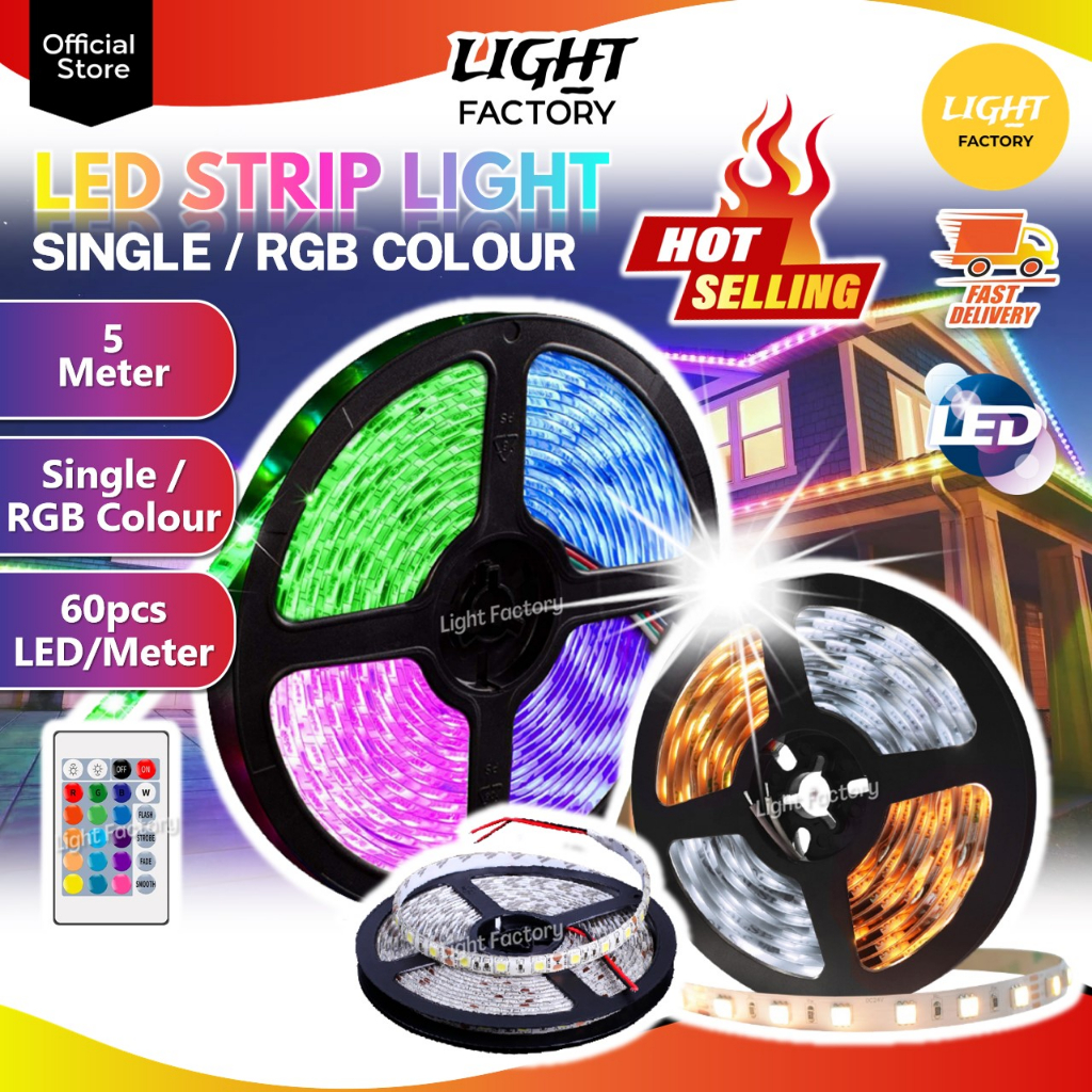 5050 LED Strip Light 5 Meters 12V Single Color RGB Multiple Colour