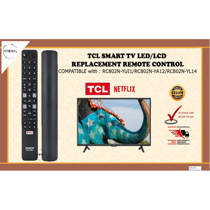 TCL Suitable TCL Flat Panel LED Netflix Smart TV Remote Control YA-12 ...