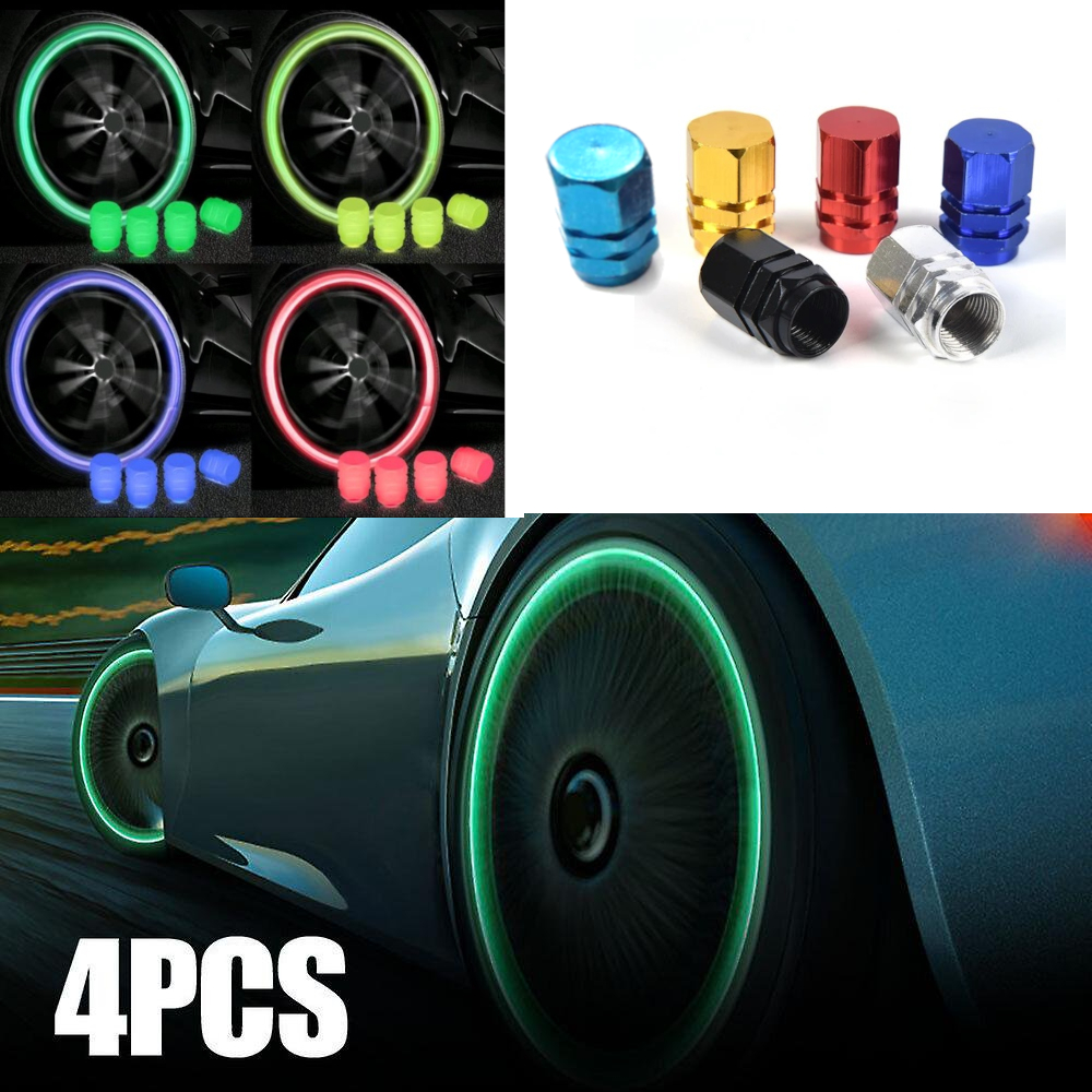 Aluminum / Luminous Air Pressure Valve Cap Tire Wheel Rims Stem Valve