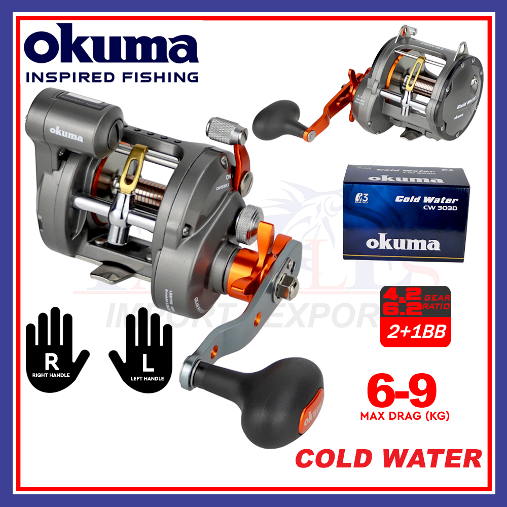 Okuma Cold water CW (6kg-9kg Max drag ) Wire Line Counter Trolling Fishing  Reel Overhead Reel Left / Right Handed M