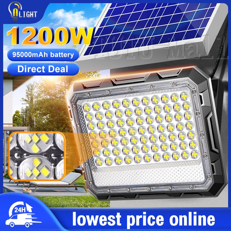 Solar Light Outdoor Lighting 1200W Solar Lamp Upgrade Battery Lampu ...